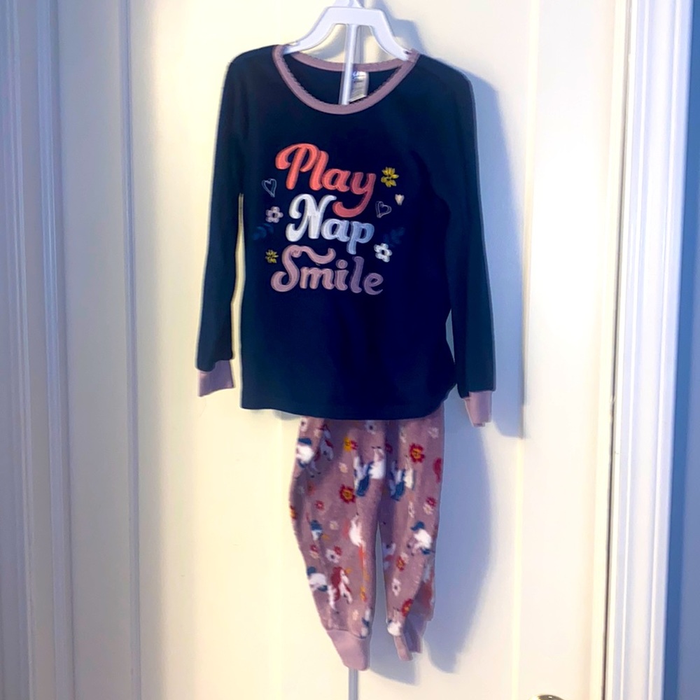 EUC Members Mark, fleece-like soft 2-piece pj set, girl’s size, 7 🌺 🦄